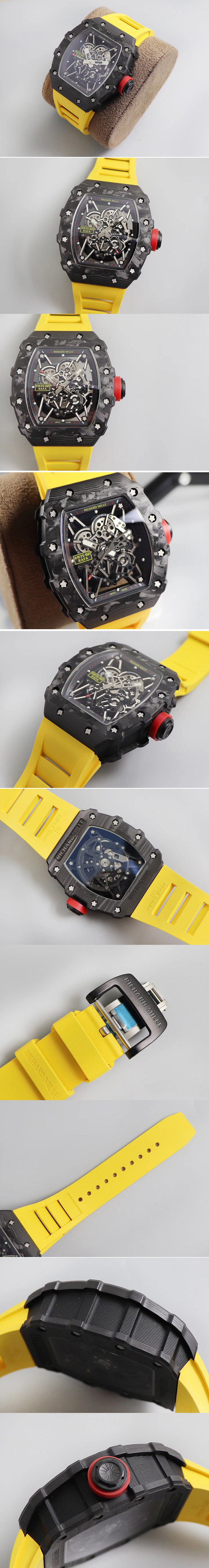 Replica Richard Mille RM035-02 KVF Best Edition Skeleton Dial Red on Yellow Rubber Strap MIYOTA8215 V3