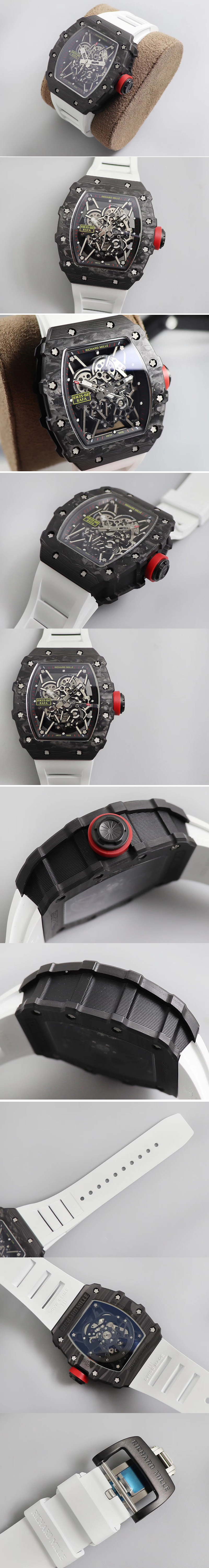 Replica Richard Mille RM035-02 KVF Best Edition Skeleton Dial Red on White Rubber Strap MIYOTA8215