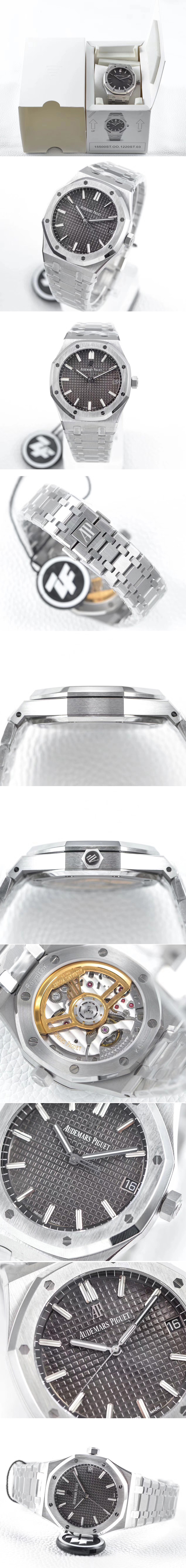 Replica Audemars Piguet Royal Oak 41mm 15500 SS ZF 1:1 Best Edition Gray Textured Dial on SS Bracelet A4302 (Free Box)