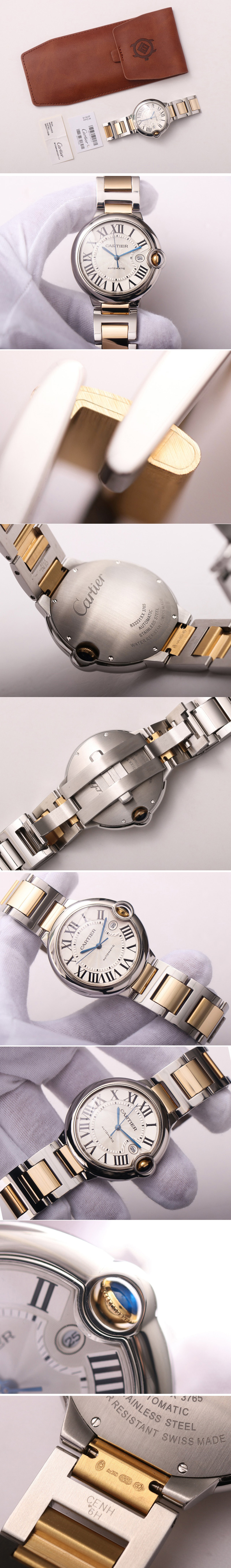 Replica Cartier Ballon Bleu 36mm/33mm SS/YG Thick Wrapped Gold V9F 1:1 Best Edition White Dial on SS/YG Bracelet Cal.076