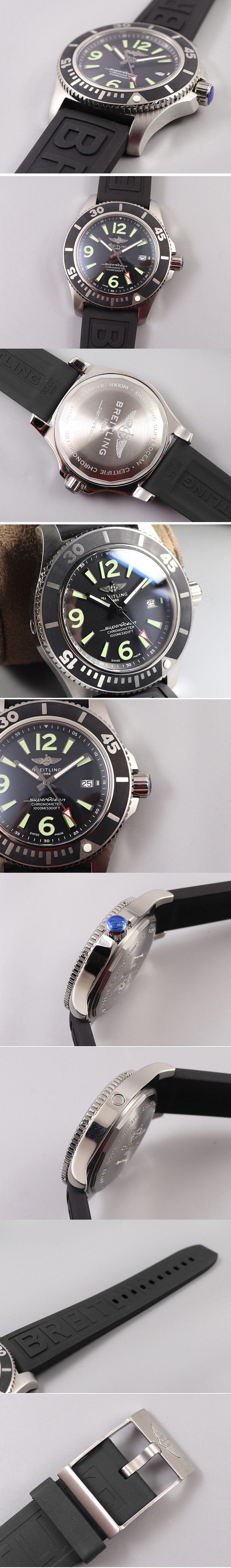 Replica Breitling Superocean Automatic 44 TF 1:1 Best Edition Black Dial Black Bezel on Black Rubber Strap A2824