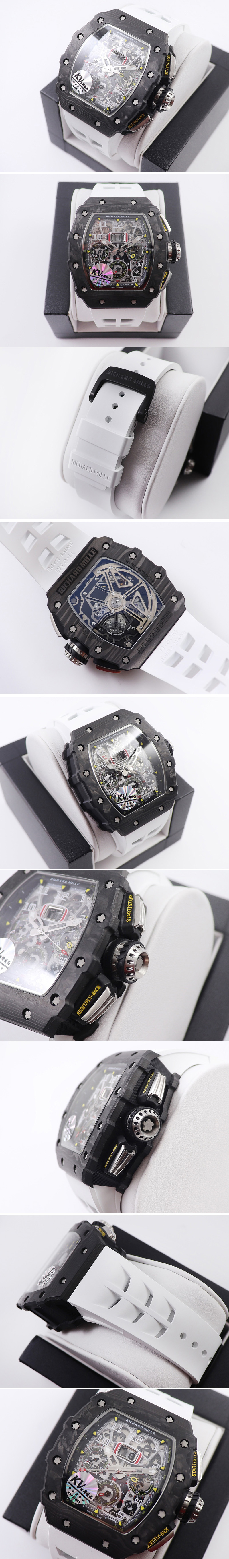 Replica Richard Mille  RM011 NTPT Chrono KVF 1:1 Best Edition Crystal Dial on White Rubber Strap A7750