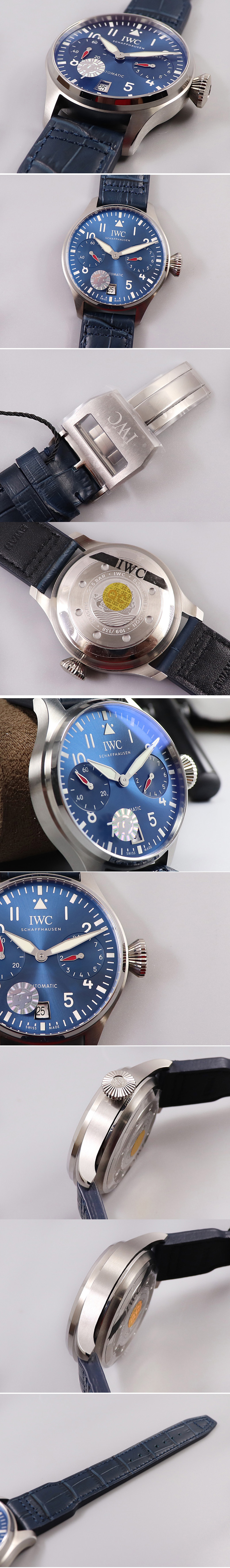 Replica IWC Big Pilot IW501008 Real PR SS ZF 1:1 Best Edition Blue Dial on Blue Leather Strap A51111