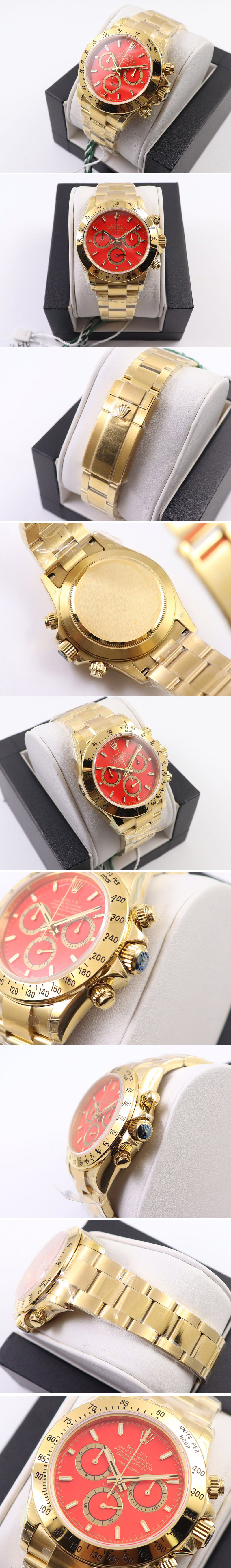 Replica Rolex Daytona 116508 YG OMF Best Edition Red Dial on YG Bracelet A4130