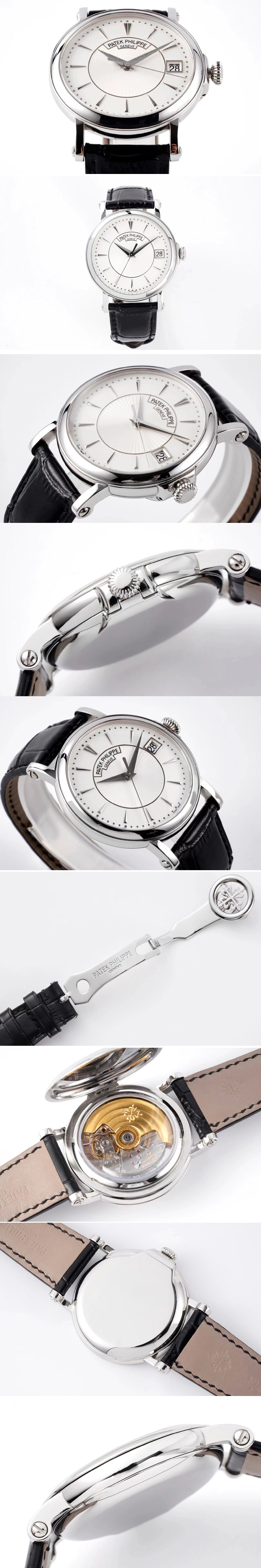 Replica Patek Philippe Calatrava 5153G-010 SS ZF 1:1 Best Edition White textured dial on Black Leather Strap A324CS