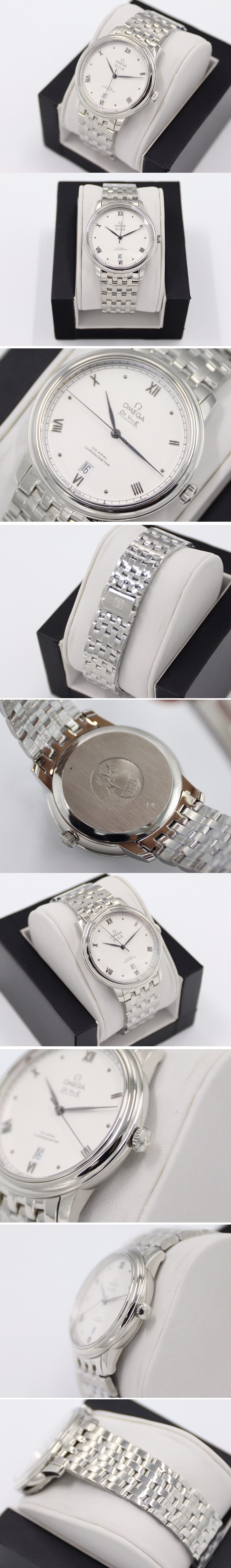 Replica Omega De Ville SS V8F 1:1 Best Edition White Textured dial on SS Bracelet A2892