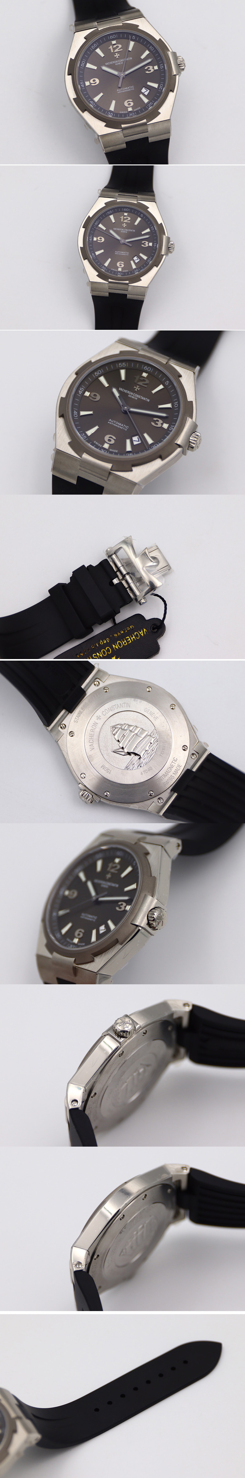 Replica Vacheron Constantin Overseas SS MKS 1:1 Best Edition Gray dial on Black Rubber Strap MIYOTA 9015
