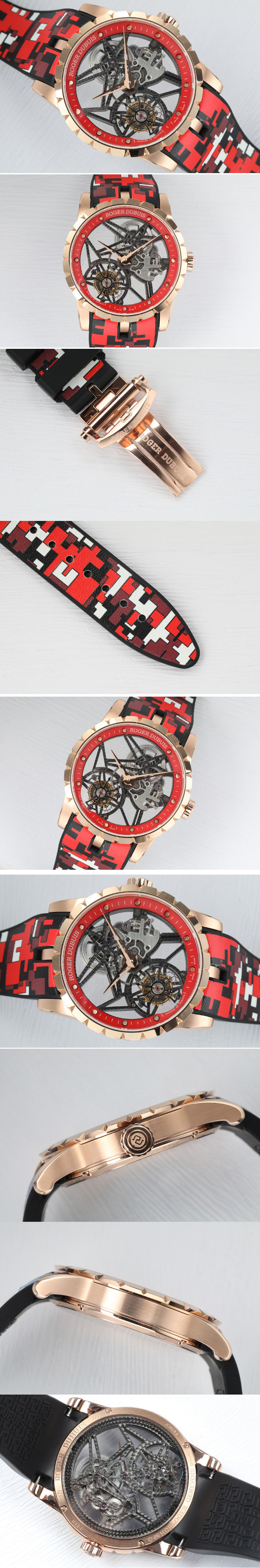 Replica Roger Dubuis Excalibur Rddbex0392 RG BBR Best Edition Skeleton Dial on Red Rubber Strap A2136 Tourbillon