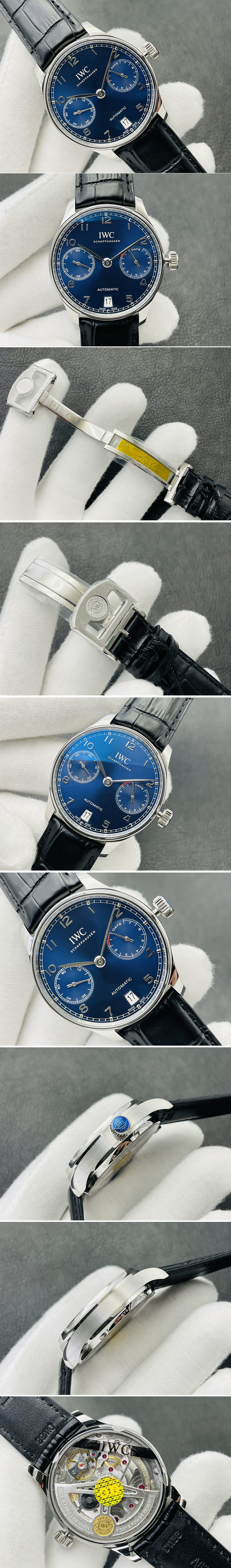 Replica IWC PORTUGUESE REAL PR IW500710 ZF V4 1:1 BEST EDITION Blue Dial ON BLACK LEATHER STRAP A52010