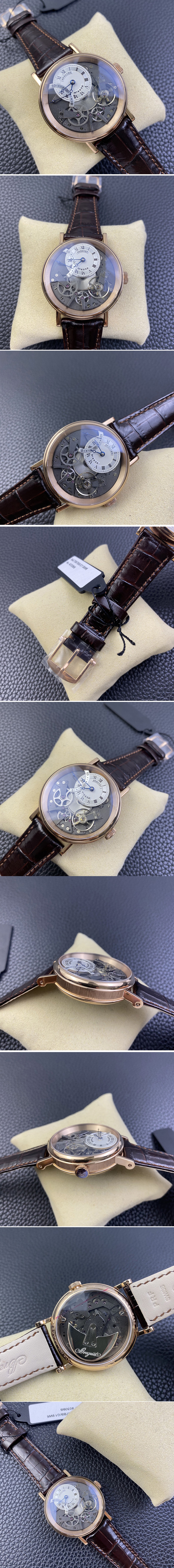 Replica Breguet Tradition 7097BB RG ZF 1:1 Best Edition White/Gray Dial on Brown Leather Strap A505