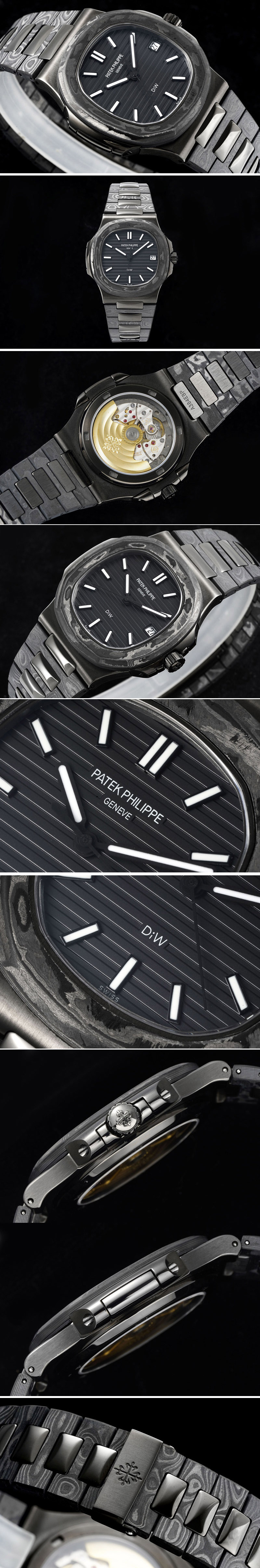 Replica Patek Philippe Nautilus 5711 DIW Carbon DIWF 1:1 Best Edition Black Textured Dial on Carbon/PVD Bracelet 324CS