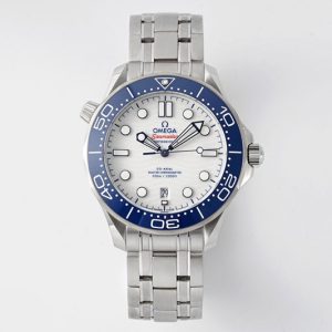 Replica Omega Seamaster Diver 300M ZF 1:1 Best Edition Blue Ceramic White Dial on SS Bracelet A8800
