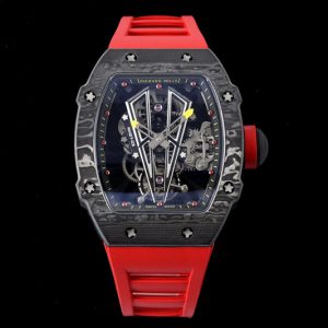 Replica Richard Mille RM027-03 NTPT Real Tourbillon RMF Best Edition Skeleton Dial on Red Rubber Strap