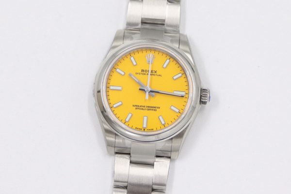 Replica Rolex Oyster Perpetual 31mm 277200 EWF Best Edition Yellow Dial on SS Bracelet 6T15