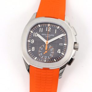Replica Patek Philippe Aquanaut 5968 SS OMF Best Edition Gray Dial on Orange Rubber Strap A520