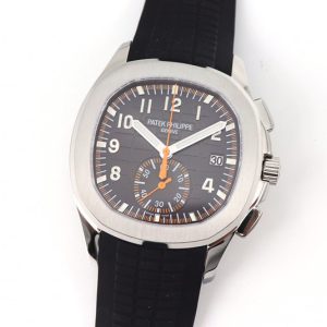 Replica Patek Philippe Aquanaut 5968 SS OMF Best Edition Gray Dial on Black Rubber Strap A520