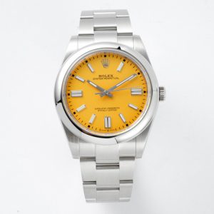 Replica Rolex Oyster Perpetual 41mm 124300 GMF 1:1 Best Edition 904L Steel Yellow Dial on SS Bracelet SA3230