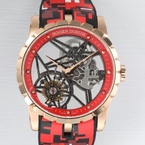 Replica Roger Dubuis Excalibur Rddbex0392 RG BBR Best Edition Skeleton Dial on Red Rubber Strap A2136 Tourbillon