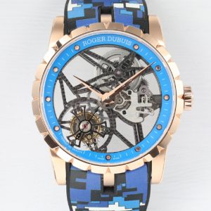 Replica Roger Dubuis Excalibur Rddbex0392 RG BBR Best Edition Skeleton Dial on Blue Rubber Strap A2136 Tourbillon