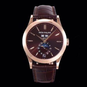 Replica Patek Philippe Annual Calendar Complications 5396 RG GRF Best Edition Black dial on Brown leather strap A324