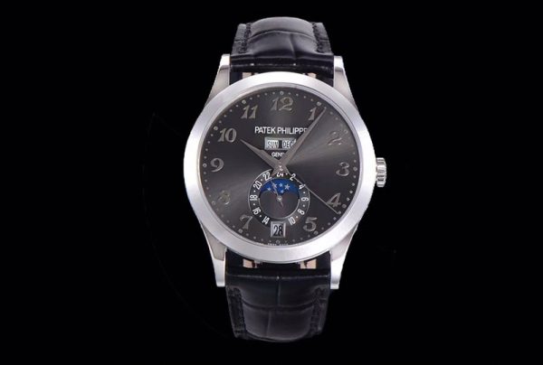 Replica Patek Philippe Annual Calendar Complications 5396 SS GRF Best Edition Gray dial on Black leather strap A324