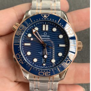 Replica Omega Seamaster Diver 300M SS/RG ORF 1:1 Best Edition Blue Ceramic Blue Dial on SS Bracelet A8800