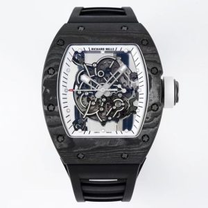 Replica Richard Mille RM055 Real NTPT ZF 1:1 Best Edition Skeleton White Dial on Black Rubber Strap NH05A V3