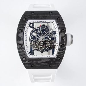 Replica Richard Mille RM055 Real NTPT ZF 1:1 Best Edition Skeleton White Dial on White Rubber Strap NH05A V3