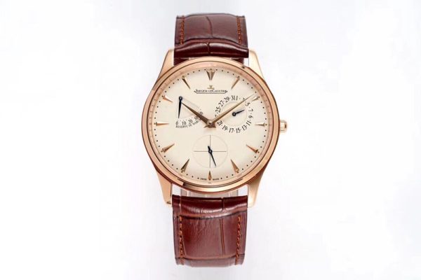 Replica Jaeger-LeCoultre Master Ultra Thin Réserve de Marche RG ZF 1:1 Best Edition White Dial on Brown Leather Strap SA938 V3