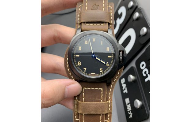 Replica Panerai PAM 779 Luminor California PVD HWF 1:1 Best Edition on Brown Leather Strap A6497