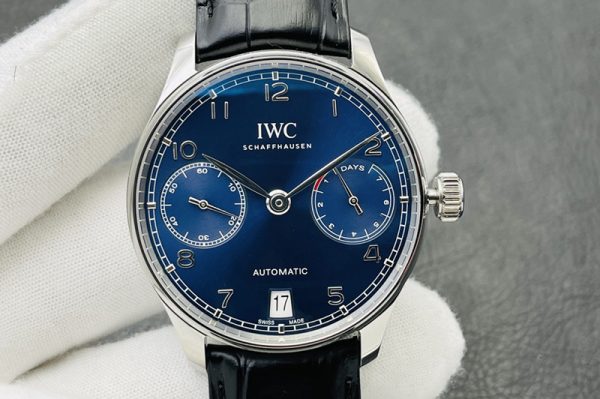 Replica IWC PORTUGUESE REAL PR IW500710 ZF V4 1:1 BEST EDITION Blue Dial ON BLACK LEATHER STRAP A52010