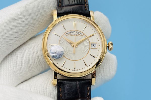 Replica Patek Philippe Calatrava 5153 YG ZF 1:1 Best Edition White Dial on Brown Leather Strap A324CS