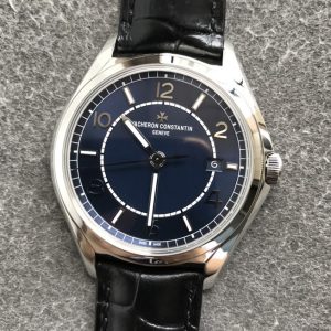 Replica Vacheron Constantin Fiftysix SS 40mm ZF 1:1 Best Edition Blue Dial on Black Leather Strap A1326