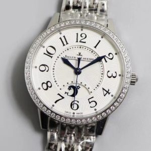 Replica Jaeger-LeCoultre Rendez-Vous Night & Day SS ZF 1:1 Best Edition WhiteTextured Dial Diamonds Bezel on SS Bracelet A898