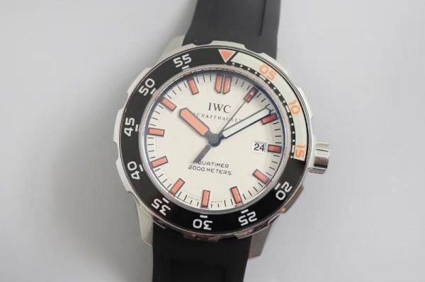 Replica IWC Aquatimer SS IWS 1:1 Best Edition White Dial on Black Rubber Strap A2892