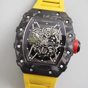 Replica Richard Mille RM035-02 KVF Best Edition Skeleton Dial Red on Yellow Rubber Strap MIYOTA8215