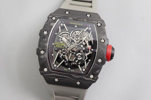 Replica Richard Mille RM035-02 KVF Best Edition Skeleton Dial Red on Gray Rubber Strap MIYOTA8215