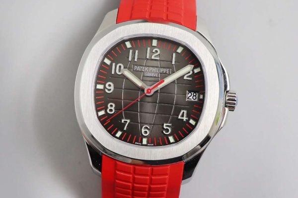 Replica Patek Philippe Aquanaut 5167A Singapore Edition SS ZF 1:1 Best Edition Red Second Hand on Red Rubber Strap 324CS (Free box)