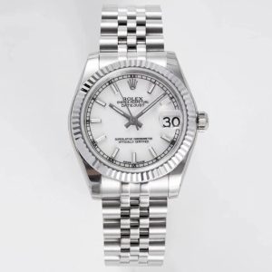 Replica Rolex Datejust 31mm 178274 SS GSF Best Edition White Stick Markers Dial on SS Jubilee Bracelet SEIKO NH05A