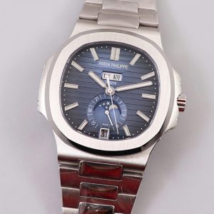 Replica Patek Philippe Nautilus 5726 Complicated SS GRF 1:1 Best Edition Blue Textured Dial on SS Bracelet A324